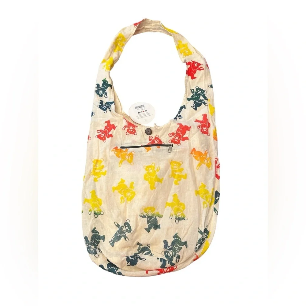 Jayli Colorful Grateful Dead Bear Print Shoulder Bag NWT